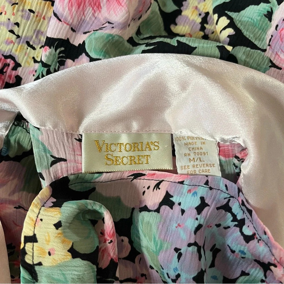 Vintage Victoria’s Secret  Gold Label Floral Pink Sleep Shirt/Gown Size M/L - Picture 10 of 11
